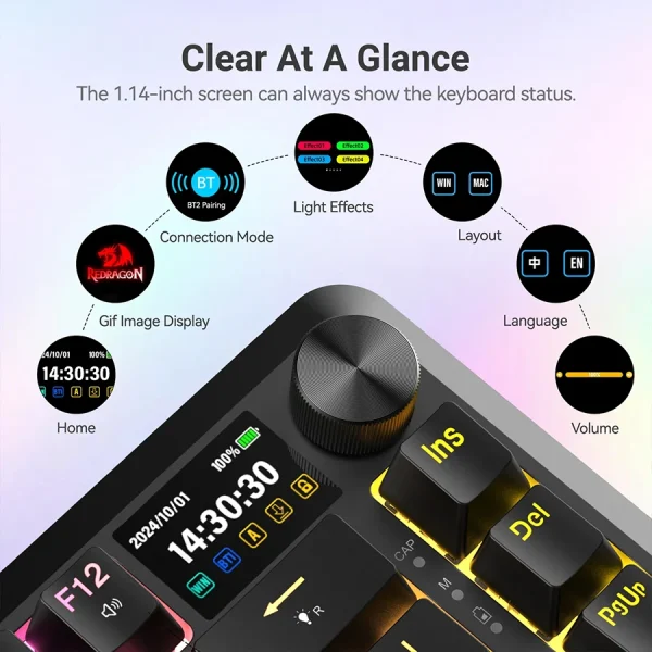 کیبورد گیمینگ بی‌سیم ردراگون Redragon K708 PRO Flekact RGB