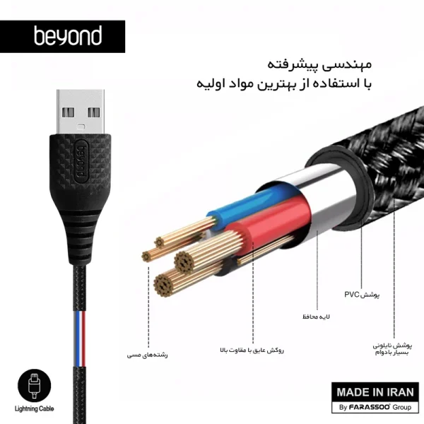 کابل 1 متری Lightning بیاند BA-312 - مشکی